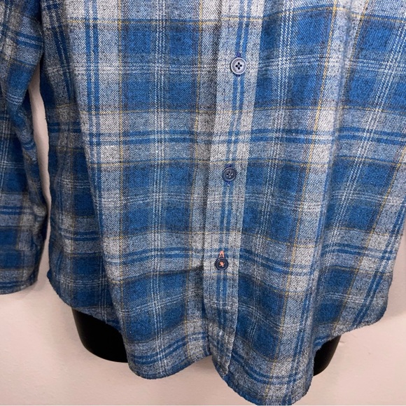Medium Weatherproof Mens Blue Flannel Button Up Long Sleeve Cotton Blend - Picture 4 of 16